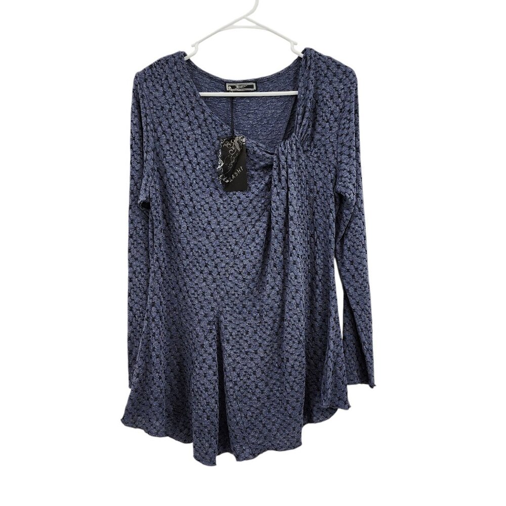 Zashi Women's Textured Long Sleeve Poly Blend Tunic Top - S